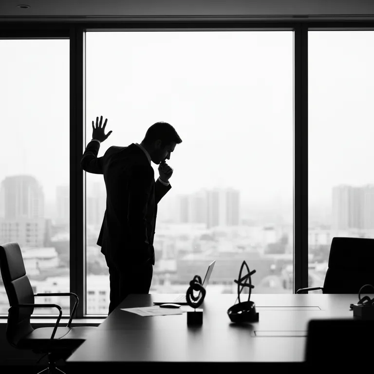 思案する経営者のシルエット